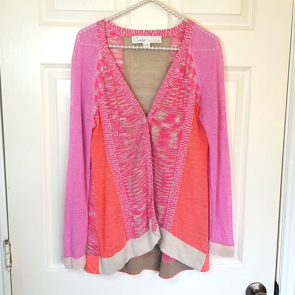 Curio New York Sweaters - Curio New York Womens Mesh Pink Coral Sweater